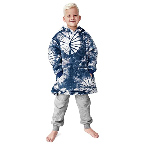 Gifts Treat Übergroße Kinder Kapuzenpullover Jungen Hoodie Jungen Sherpa Sweatshirt Plüsch Kapuze Decke Weiche Warme Kuscheliger Pullover für Kinder Teenager Studenten, Tinte Blau, 8-10 Jahre von Gifts Treat