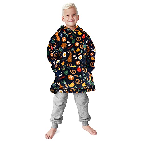 Gifts Treat Übergroße Kinder Kapuzenpullover Jungen Hoodie Jungen Sherpa Sweatshirt Plüsch Kapuze Decke Weiche Warme Kuscheliger Pullover für Kinder Teenager Studenten, Marineblau, 8-10 Jahre von Gifts Treat