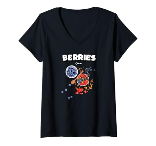 Damen Berries Love Blusberries Strawberries Shop Selling Gifts T-Shirt mit V-Ausschnitt Damen Berries Love Blusberries Strawberries Shop Selling Gifts T-Shirt mit V-Ausschnitt von Gifts for Berries Lovers