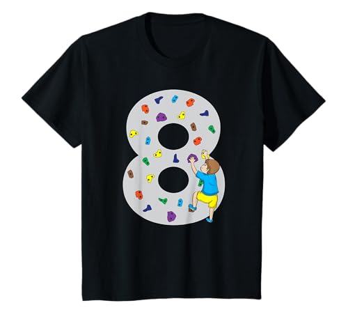 Kinder 8. Geburtstag Party Kuchen Klettern Bouldern Jungs Wandern T-Shirt Kinder 8. Geburtstag Party Kuchen Klettern Bouldern Jungs Wandern T-Shirt von Gifts for Birthday Kids & Climbing Lovers Co.