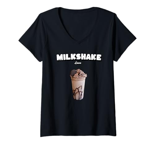 Damen Milchshake Schoko Shake EIS Dessert Liebe Nachtisch T-Shirt mit V-Ausschnitt Damen Milchshake Schoko Shake EIS Dessert Liebe Nachtisch T-Shirt mit V-Ausschnitt von Gifts for Milkshake Lovers