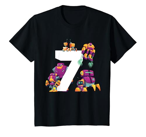 Kinder 7. Geburtstag Party Roboter Robotik Motor Technologie 7 Jahre T-Shirt von Gifts for Robot Lovers & Birthday Kids Co.