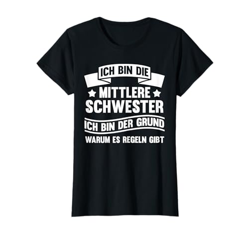 Gifts for sisters Damen Ich bin die mittlere Schwester ich bin Bruder V-Ausschnitt Kurzarm T-Shirt Schwarz X-Small Gifts for sisters Damen Ich bin die mittlere Schwester ich bin Bruder V-Ausschnitt Kurzarm T-Shirt Schwarz X-Small von Gifts for sisters
