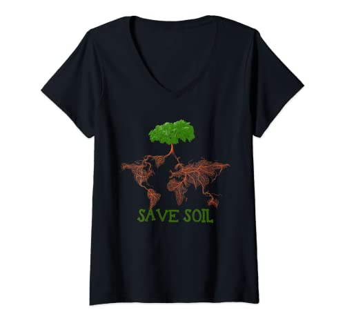 Damen Save Soil Support Sadhguru Um unser Leben zu retten Netter Tag der Erde T-Shirt mit V-Ausschnitt Damen Save Soil Support Sadhguru Um unser Leben zu retten Netter Tag der Erde T-Shirt mit V-Ausschnitt von Gifts for world soil day 2022