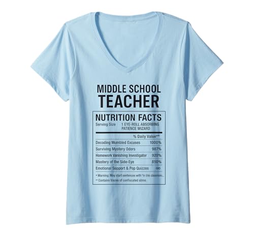 Damen Middle School Teacher Lustige Fakten T-Shirt mit V-Ausschnitt Damen Middle School Teacher Lustige Fakten T-Shirt mit V-Ausschnitt von Gifts & Tees for Middle School Educators
