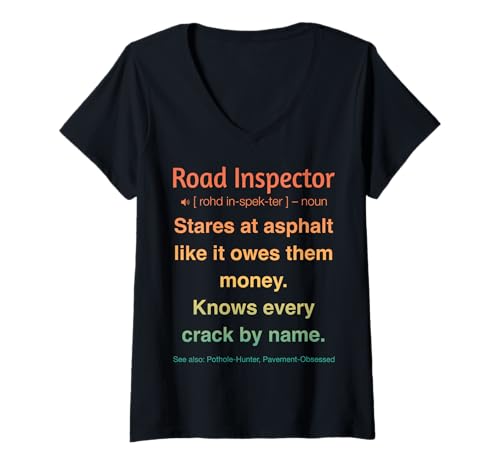 Damen Straßeninspektor T-Shirt mit V-Ausschnitt Damen Straßeninspektor T-Shirt mit V-Ausschnitt von Gifts & apparels for Road Inspector