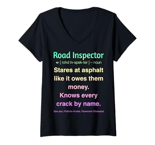 Damen Straßeninspektor T-Shirt mit V-Ausschnitt Damen Straßeninspektor T-Shirt mit V-Ausschnitt von Gifts & apparels for Road Inspector