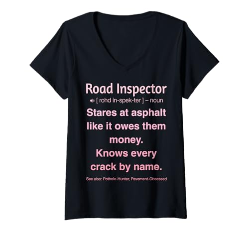 Damen Straßeninspektor T-Shirt mit V-Ausschnitt Damen Straßeninspektor T-Shirt mit V-Ausschnitt von Gifts & apparels for Road Inspector