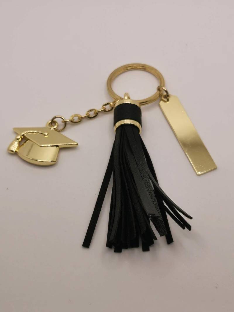 Keine Zusätzliche Pflicht, Gravierter Schlüsselbund, Personalisierter Abschlusshut-Schlüsselanhänger, Schwarzer Quaste-Schlüsselbund von GiftsEngravedLYC