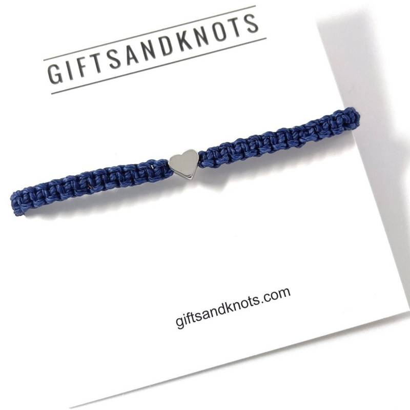 Silber Überzogene Herz-Armband Blue Navy Linhasita Rope von GiftsandKnots