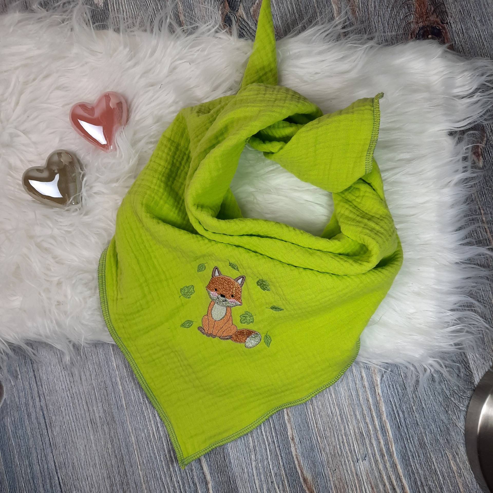 Musselintuch Für Kleinkind Mit Fuchs Bestickt, Auch Perosnalisierbar von GiftsbyFarbenspiel