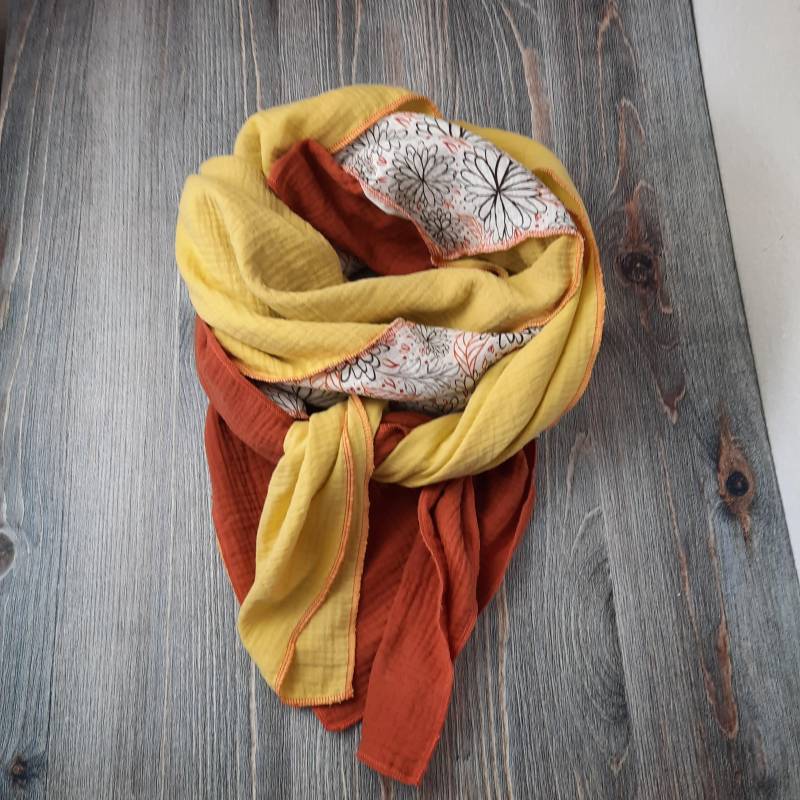 xxl Musselintuch 3 Farbig in Herbstfarben von GiftsbyFarbenspiel