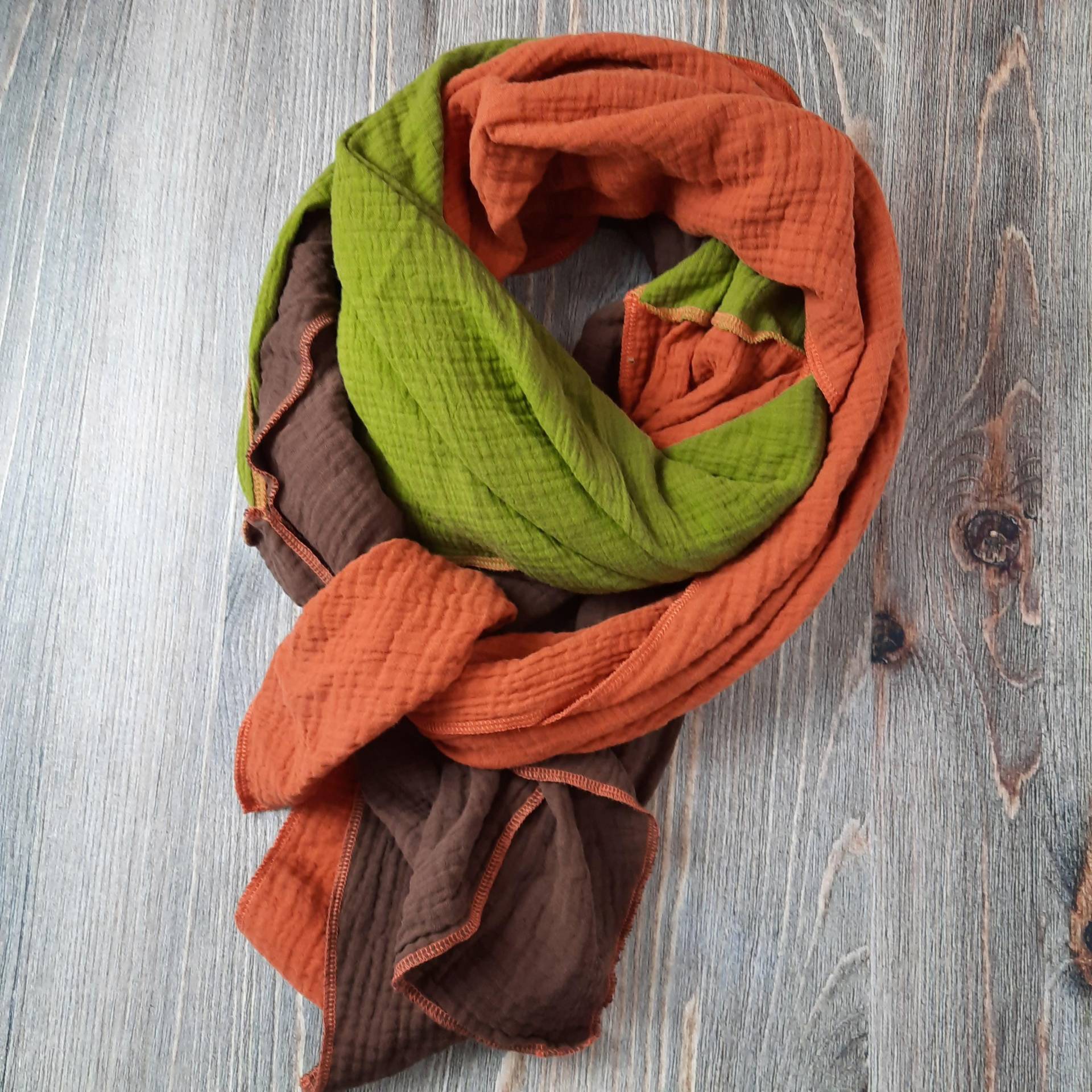 xxl Musselintuch 3 Farbig in Herbstfarben von GiftsbyFarbenspiel