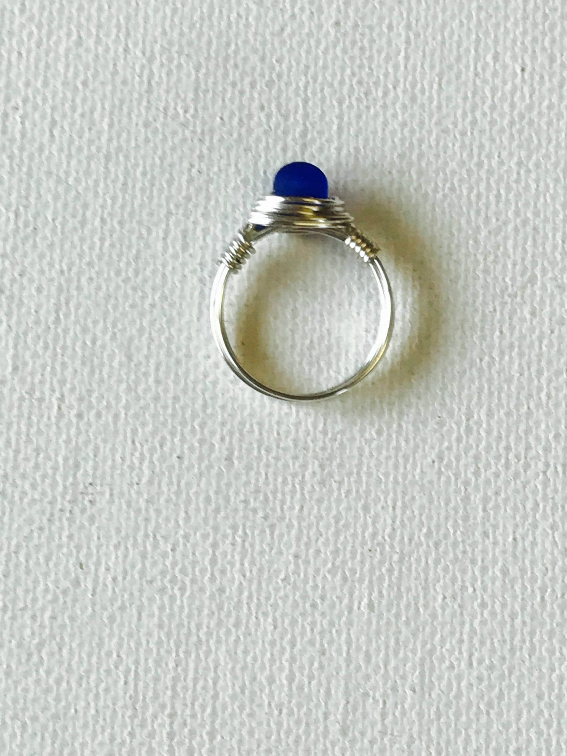 Blau Seeglas Silber Oder Gold Wire Wrapped Ring Blau Seeglas Silber Oder Gold Wire Wrapped Ring von GiftsbyKarenM