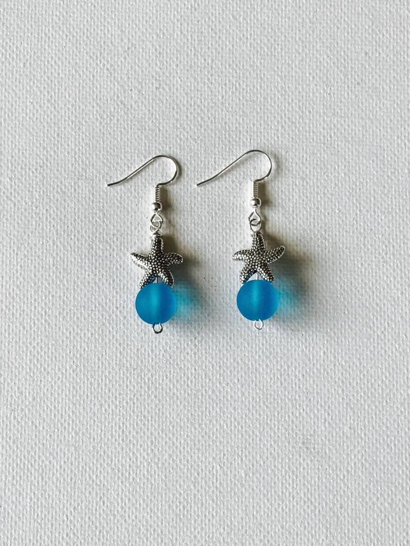 Hawaii Silber Seestern Baumeln Ohrringe Mit Meer Glasperle Hawaii Silber Seestern Baumeln Ohrringe Mit Meer Glasperle von GiftsbyKarenM