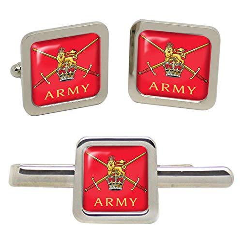 Giftshop UK Britische Armee Quadratische Manschettenknöpfe und Krawatte Clip Set von Giftshop UK