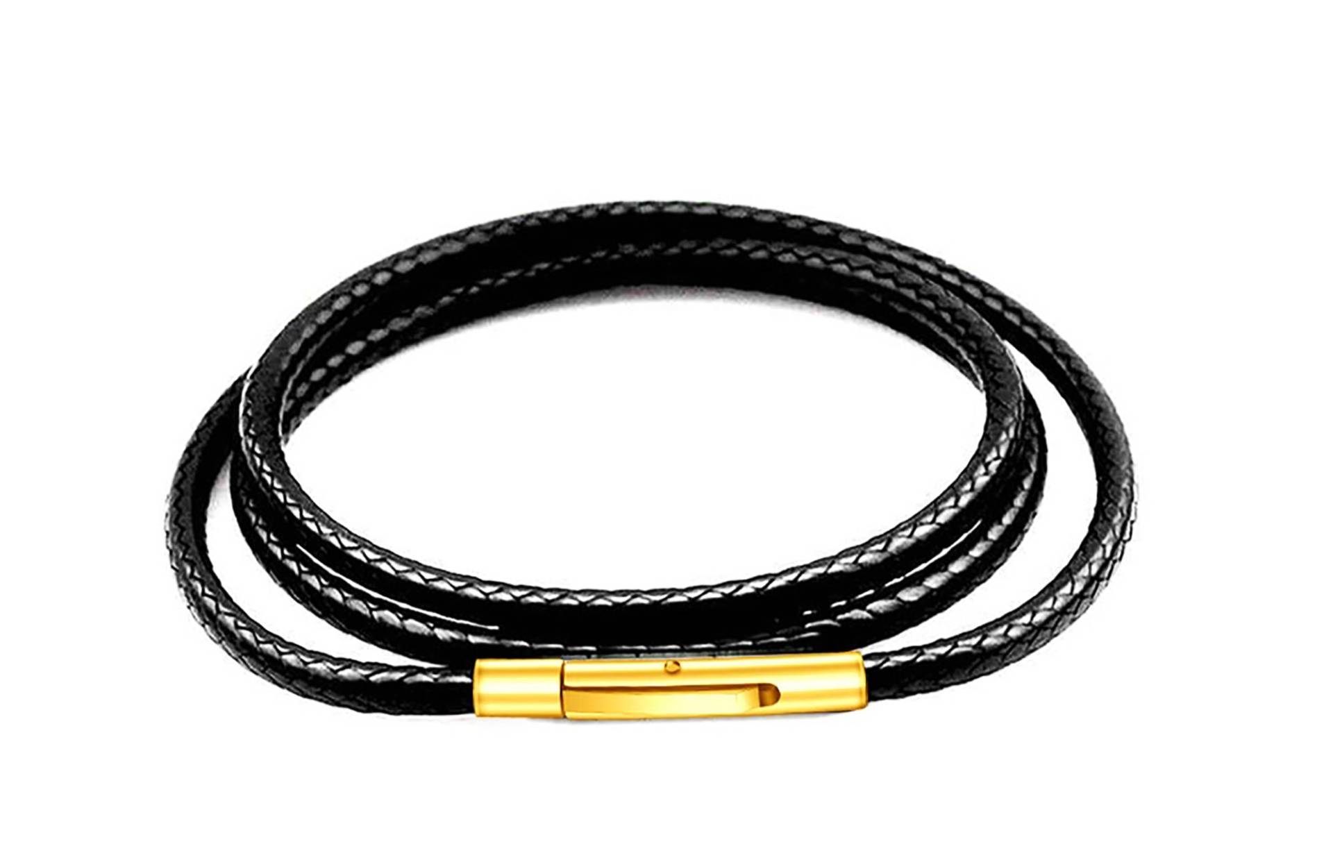 Gold 2mm Schwarz Wasserdichte Braid Lederschnur Kette Halskette Edelstahl Verschluss Seil Für Frauen Mädchen Jungen Männer 14-36 Zoll von GifttreeShop