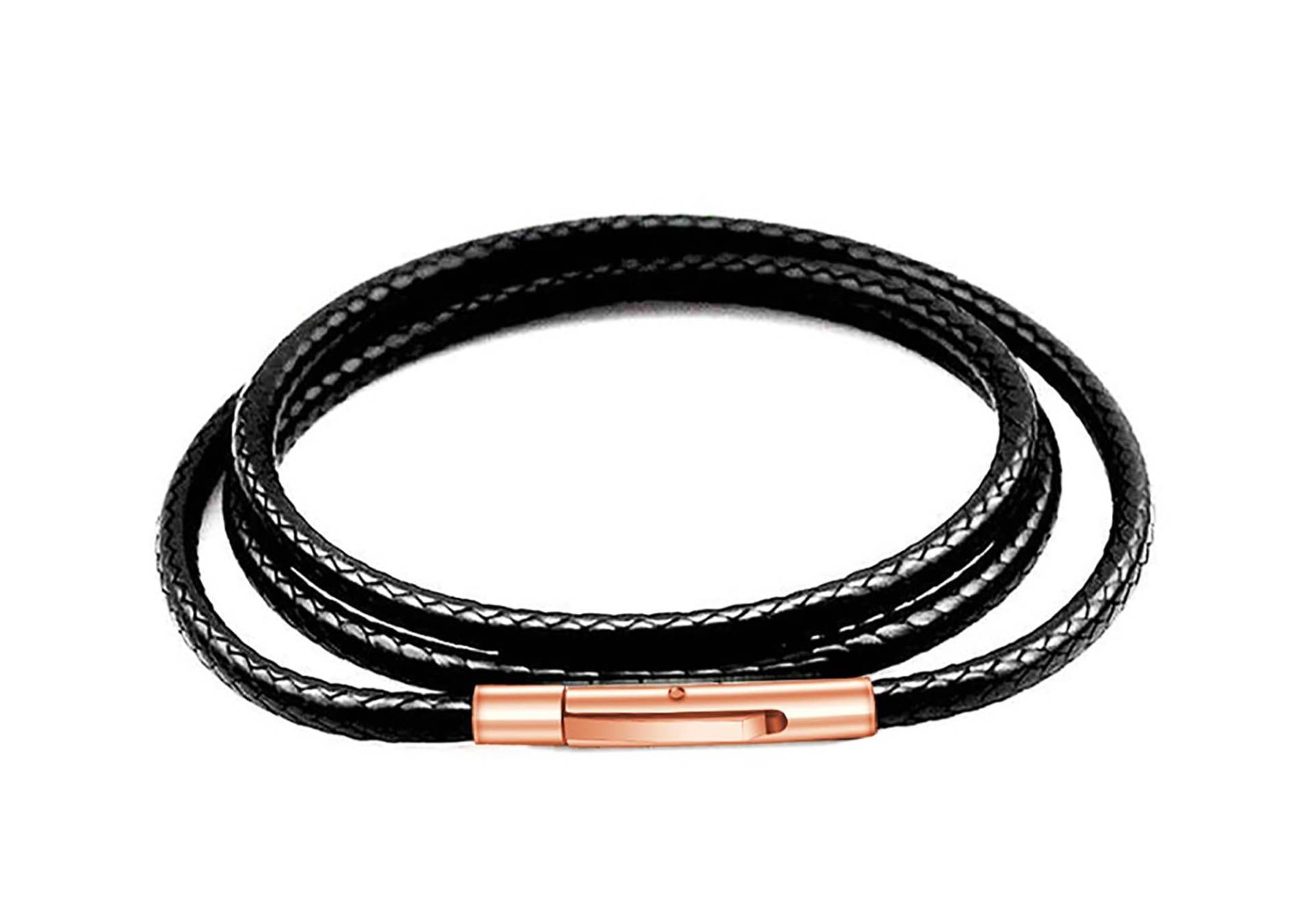 Rose Gold 2mm Schwarz Wasserdichte Braid Leder Schnur Kette Halskette Edelstahl Verschluss Seil Für Frauen Mädchen Jungen Männer Halskette14-36 Zoll von GifttreeShop