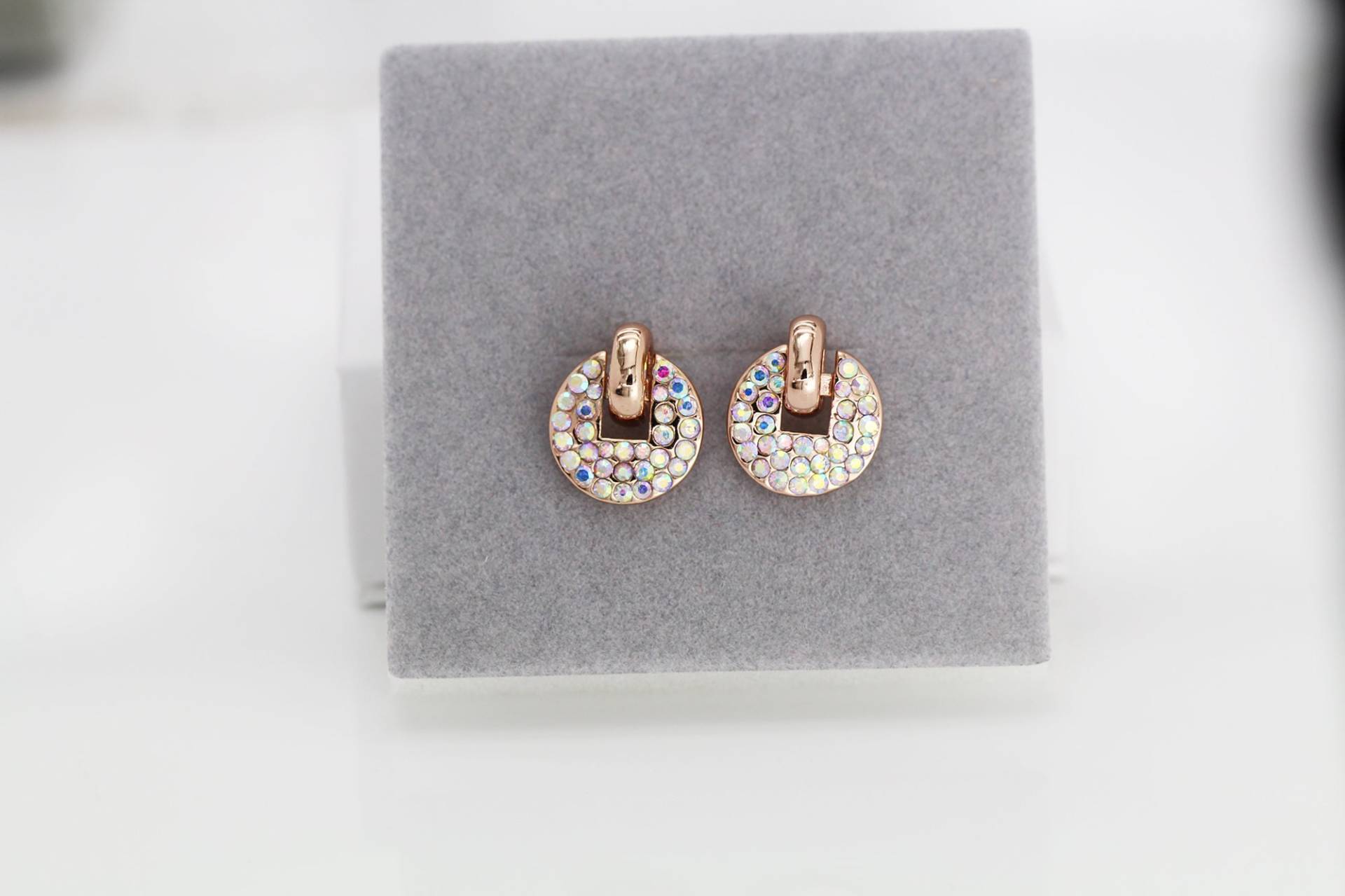 Roségold Creolen, Kristall Ohrringe, Zirkonia Kreis Ohrringe Geschenk Für Sie, Mädchen Ohrring, Ohrstecker, Ohrring Stud von GifttreeShop