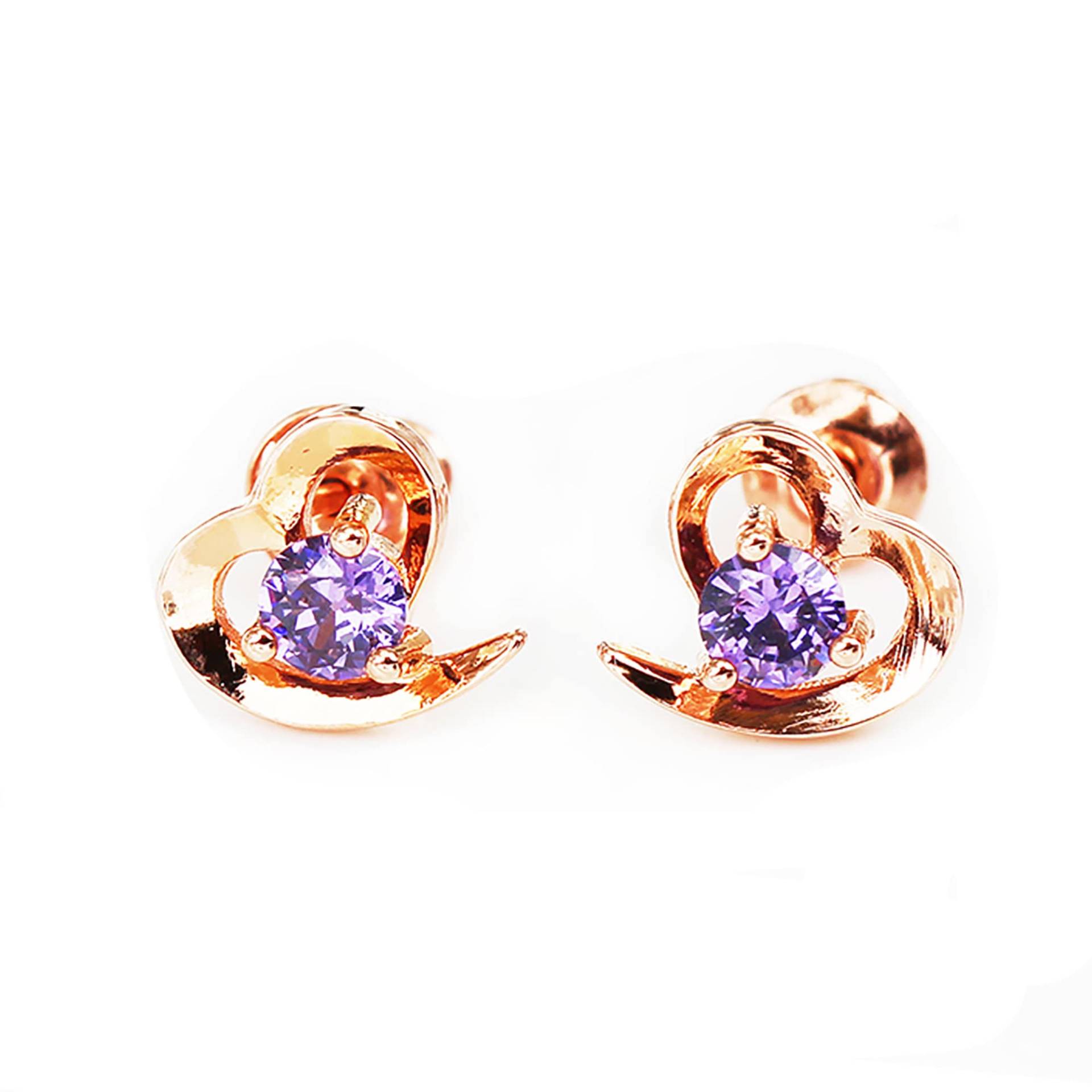 Silber Ohrring Geschenk Für Sie, Ohrring, Rose Gold Amethyst Zirkonia Herz Hypoallergen Mädchen Ohrstecker von GifttreeShop