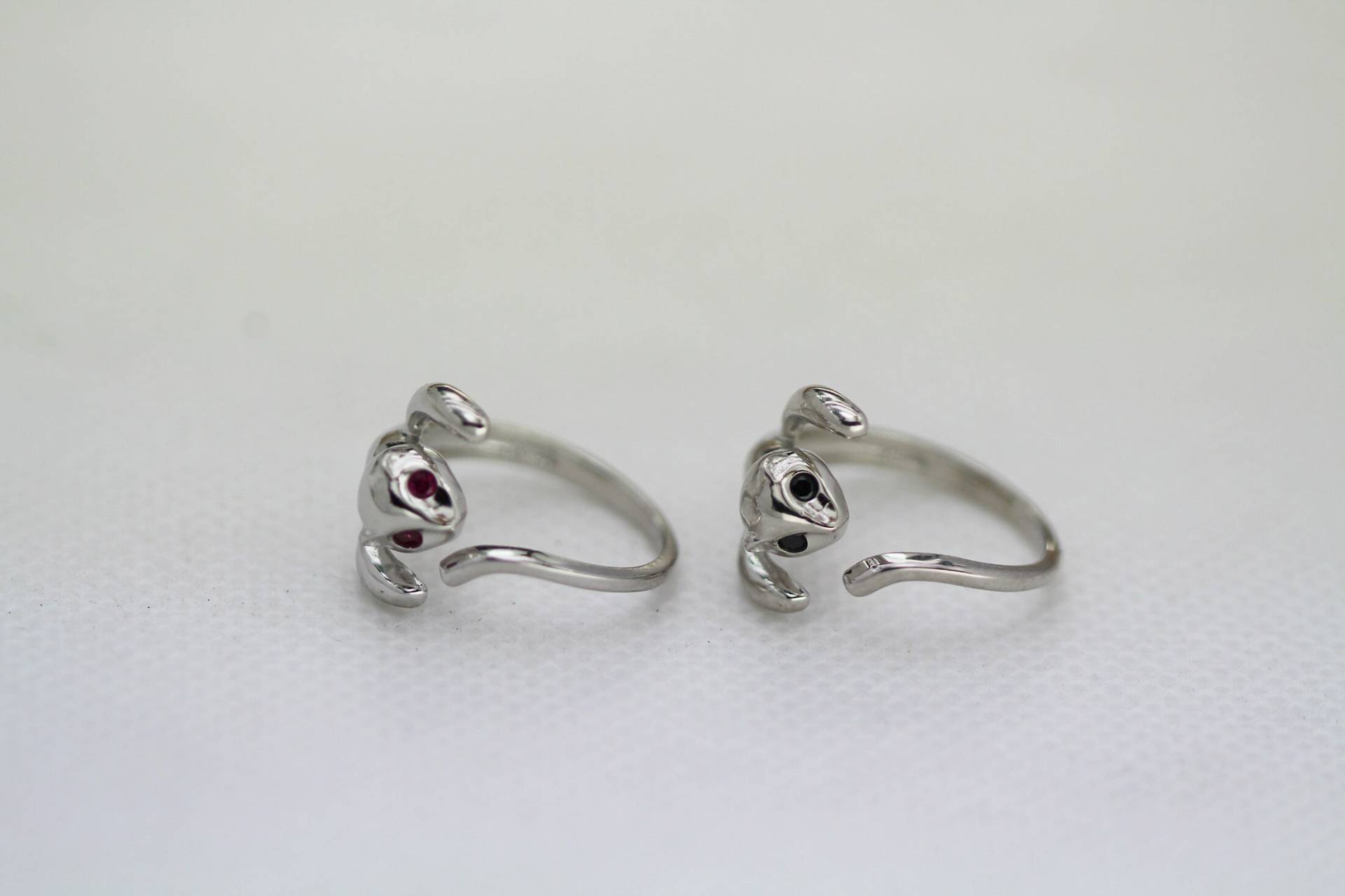 Silber Ring Für Frauen, Sterling Ring, Zarte Kristall Ringe, Verstellbarer Offener Katze Süße Zierliche Ringe von GifttreeShop