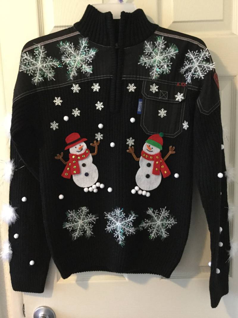 Unikat Schneemann Ugly Christmas Sweater - Verzierter Pullover | M von GiftycraftyArt