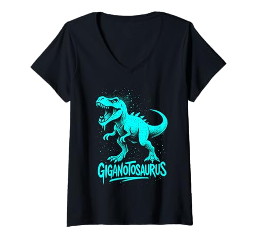Damen Giganotosaurus Graffiti Dinosaurier Kunst T-Shirt mit V-Ausschnitt Damen Giganotosaurus Graffiti Dinosaurier Kunst T-Shirt mit V-Ausschnitt von Giga Street