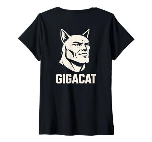 Damen Gigacat Gigachat Cat Funny Gen-Z Meme T-Shirt mit V-Ausschnitt von Gigacat Gigachat Cat Funny Gen-Z Meme