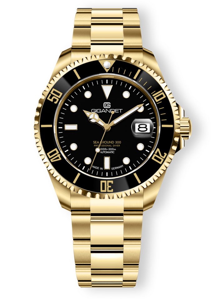 Gigandet Automatikuhr SEA GROUND 300 DATE, Made in Germany, Saphirglas, Swiss SuperLuminova, Taucheruhr von Gigandet