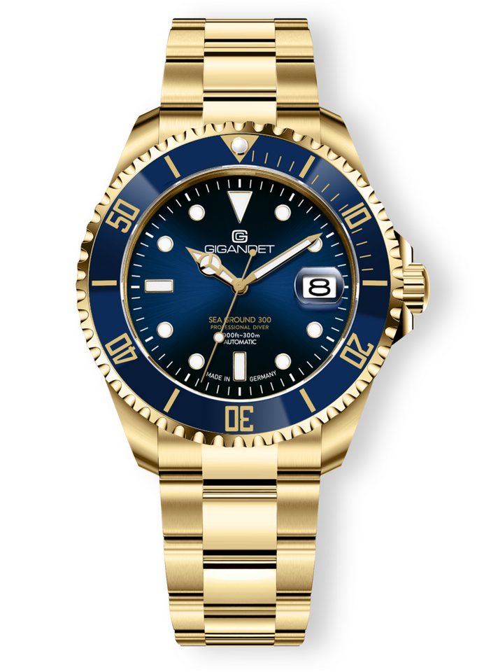 Gigandet Automatikuhr SEA GROUND 300 DATE, Made in Germany, Saphirglas, Swiss SuperLuminova, Taucheruhr von Gigandet
