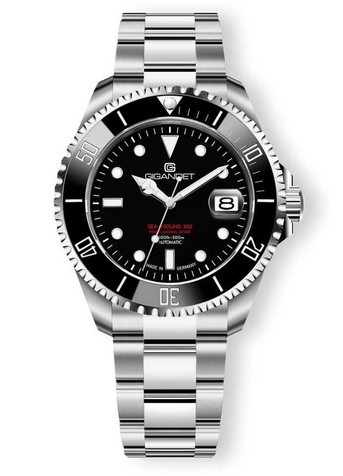 Gigandet Automatikuhr Made in Germany, Herrenuhr, Saphirglas, SEA GROUND 300 CERAMIC DATE G300-013M-C, Taucheruhr, Keramiklünette, Swiss SuperLuminova, Armbanduhr, Schwarz von Gigandet