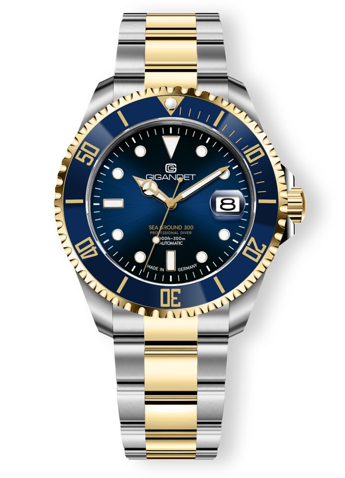 Gigandet Automatikuhr SEA GROUND 300 DATE, Made in Germany, Saphirglas, Swiss SuperLuminova, Taucheruhr von Gigandet