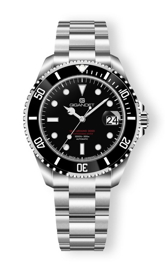 Gigandet Automatikuhr SEAGROUND 3000, Made in Germany, Saphirglas, Keramiklünette, Swiss SuperLuminova von Gigandet