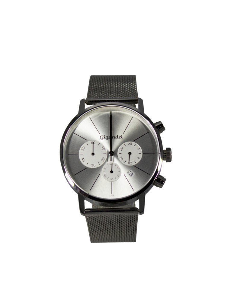 Gigandet Chronograph Armbanduhr Herren Damen Silber Datum G32-018, Mesharmband, Edelstahlgehäuse, 3ATM wasserdicht von Gigandet