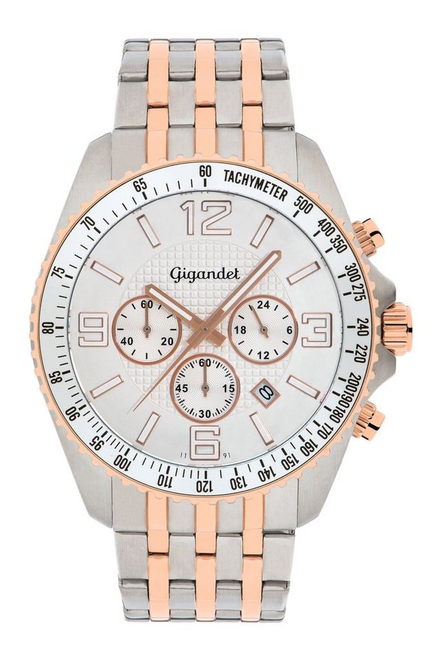 Gigandet Chronograph Fast Track, Mineralglas, Chronograph, Datumsanzeige, 24-Std. Anzeige, Tachymeter von Gigandet