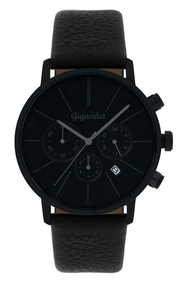 Gigandet Chronograph MINIMALISM Armbanduhr Uhr Damenuhr Herrenuhr Unisex weiß schwarz G32-004, Lederarmband, Edelstahlgehäuse, 3ATM wasserdicht, Modell G32-004 von Gigandet