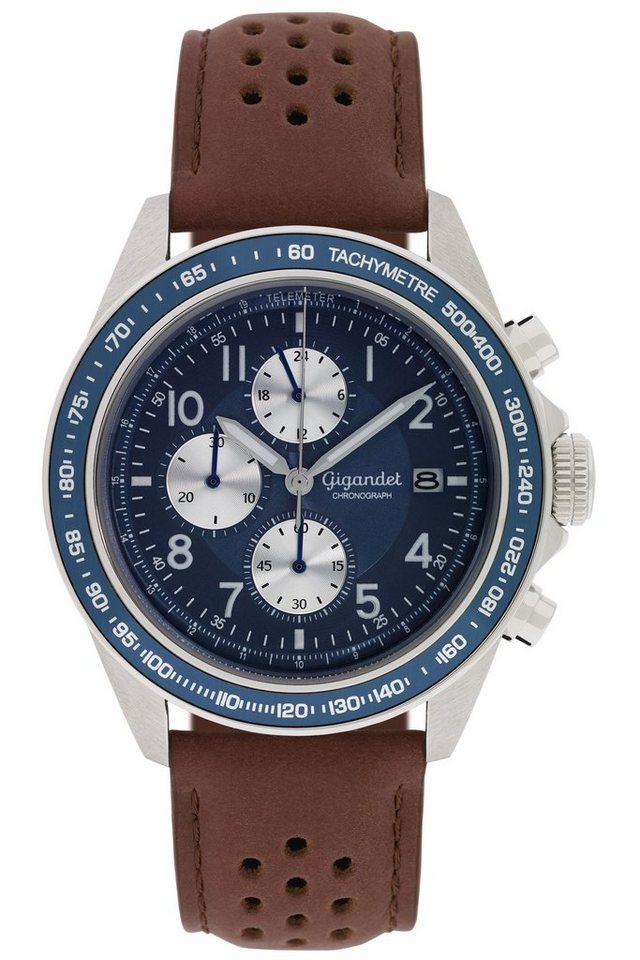 Gigandet Chronograph Racetrack, Mineralglas, Chronograph, Datumsanzeige, 24-Std. Anzeige, Tachymeter von Gigandet