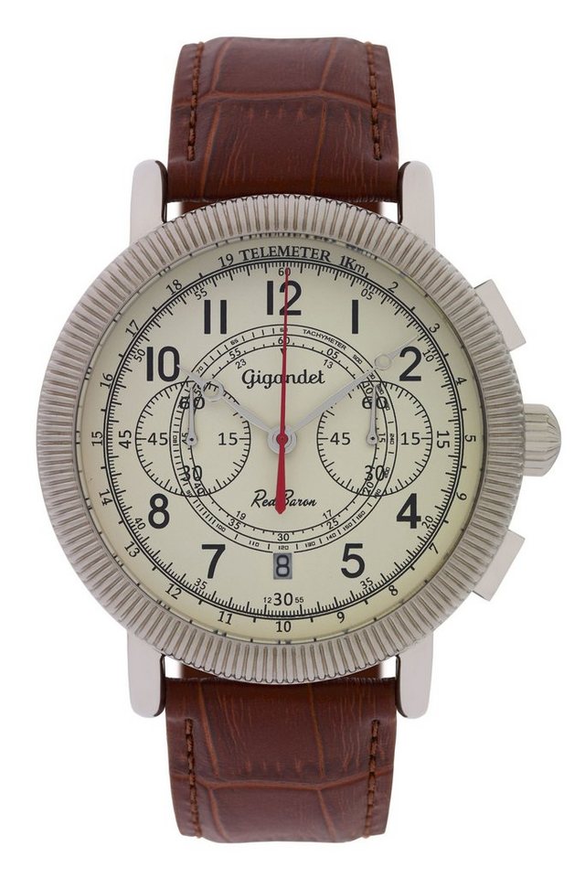 Gigandet Chronograph Red Baron IV, Mineralglas, Chronograph, Datumsanzeige, Tachymeter, Telemeter von Gigandet