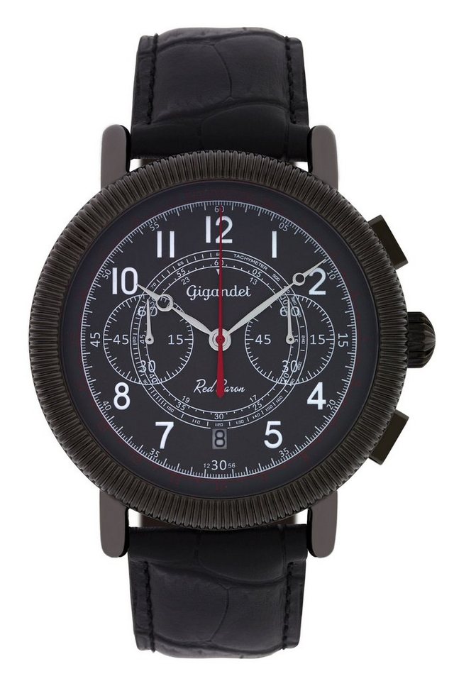 Gigandet Chronograph Red Baron IV, Mineralglas, Chronograph, Datumsanzeige, Tachymeter, Telemeter von Gigandet