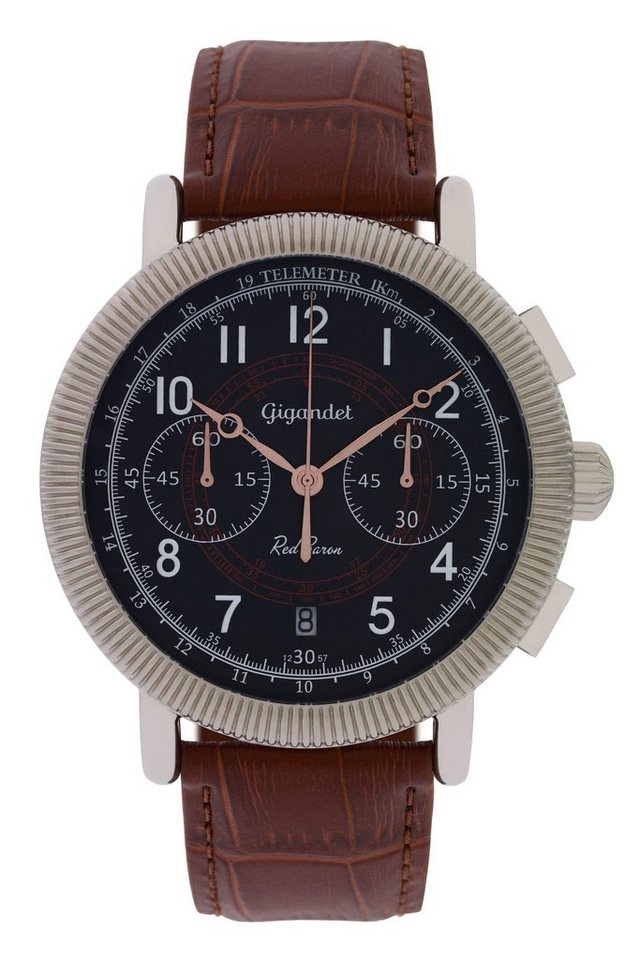 Gigandet Chronograph Red Baron IV, Mineralglas, Chronograph, Datumsanzeige, Tachymeter, Telemeter von Gigandet