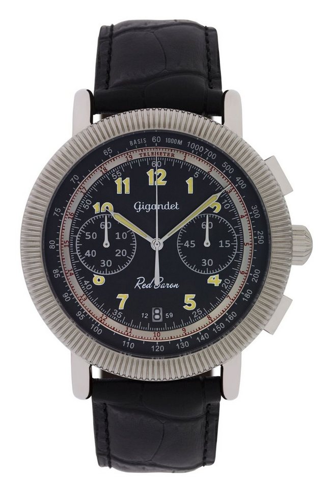 Gigandet Chronograph Red Baron IV, Mineralglas, Chronograph, Datumsanzeige, Tachymeter, Telemeter von Gigandet