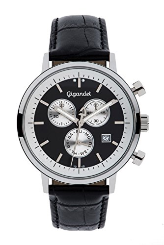 Gigandet Classico Herren-Armbanduhr Chronograph Quarz Analog Lederarmband schwarz G6-003 von Gigandet