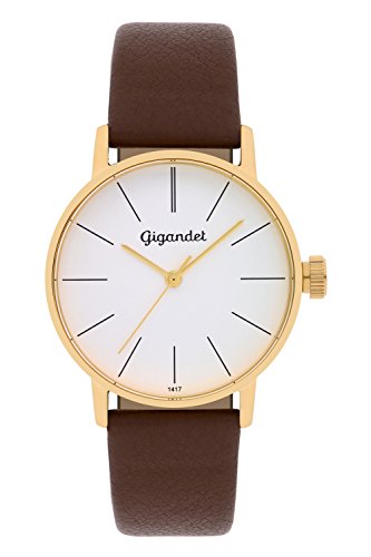 Gigandet Damenuhr Minimalism Quarz Analog mit Lederarmband braun G43-003 von Gigandet