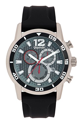 Gigandet Herren Analog ISA Swiss Chronographen-Quarzwerk Uhr mit Silikon Armband 3VNAG14/005 von Gigandet