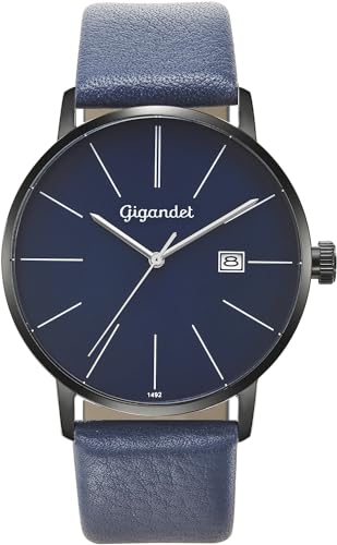 Gigandet Herren Analog Japanisches Quarzwerk Uhr mit Leder Armband 15VNAG42NE/010 von Gigandet