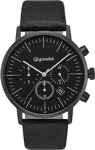 Gigandet Herren Analog Japanisches Quarzwerk Uhr mit Leder Armband 3VNAG22/001 von Gigandet