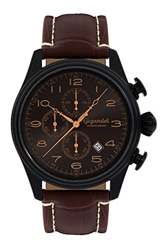 Gigandet Herren Analog Japanisches Quarzwerk Uhr mit Leder Armband 3VNAG41/005 von Gigandet