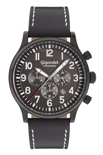 Gigandet Herren Analog Japanisches Quarzwerk Uhr mit Leder Armband 5VNAG15NE/005 von Gigandet