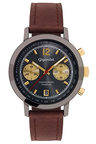 Gigandet Herren-Armbanduhr Chronograph Quarz Analog Leder Dunkelbraun Tramelan G10-010 von Gigandet