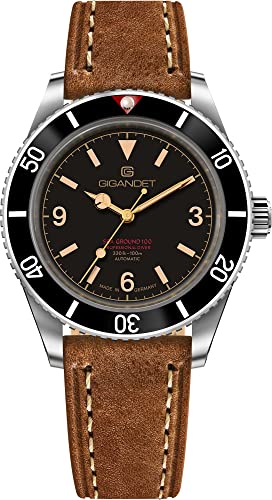 Gigandet Herren-Automatikuhr Sea Ground 100 Vintage - Made in Germany - Saphirglas - Swiss Super Luminova - Edelstahl - Taucheruhr - 100m/10bar wasserdicht - 39mm - G100-001 von Gigandet